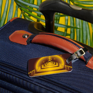 Golden Bank Corridor Glowing Dollar Finance  Luggage Tag