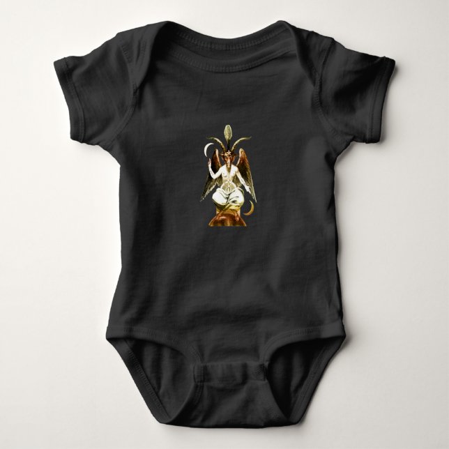 Golden Baphomet Goat with Satanic symbols Baby Bodysuit (Front)