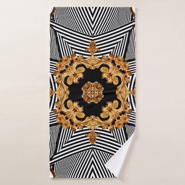 Golden baroque and chains ornament pattern bath towel (Bath Towel)