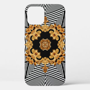 Golden baroque and chains ornament pattern iPhone 12 case