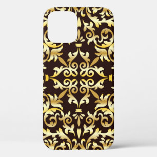 Golden Baroque Black Seamless Pattern iPhone 12 Case