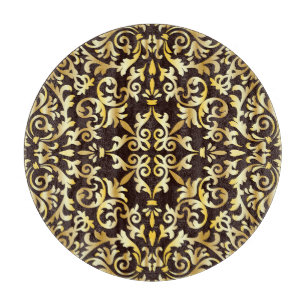 Golden Baroque Black Seamless Pattern Cutting Board