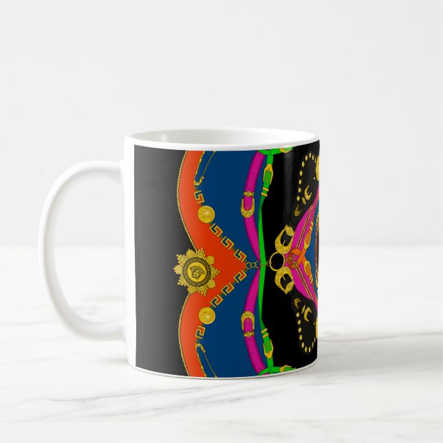 golden baroque, chain and belt pattern coffee mug (Left)