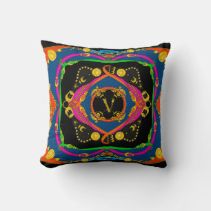 golden baroque, chain and belt pattern cushion
