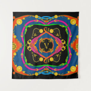 golden baroque, chain and belt pattern tapestry