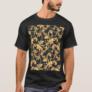 Golden baroque cranes: rococo ornament. T-Shirt