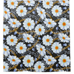 Golden Baroque: Floral Chain Texture Shower Curtain