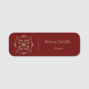 Golden Baroque Floral Design Name Tag