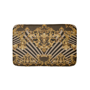 Golden baroque: geometric pattern design bath mat