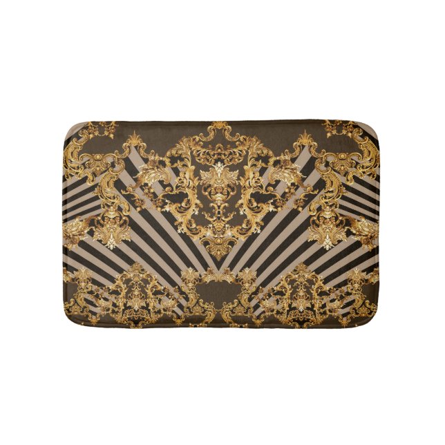 Golden baroque: geometric pattern design bath mat (Front)