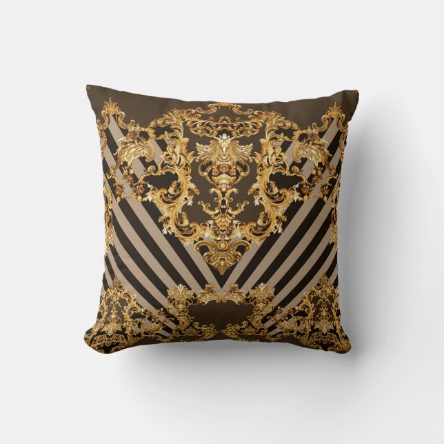 Golden baroque: geometric pattern design cushion (Front)