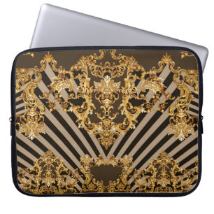 Golden baroque: geometric pattern design laptop sleeve