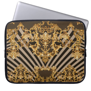 Golden baroque: geometric pattern design laptop sleeve