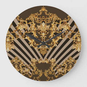 Golden baroque: geometric pattern design large clock