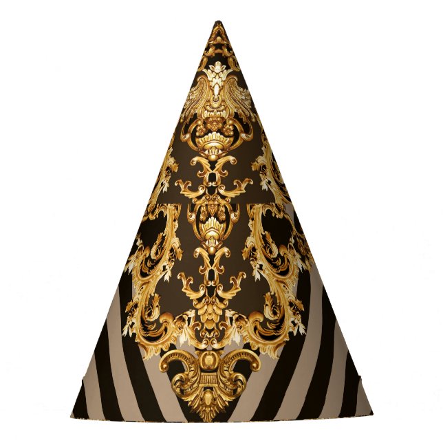 Golden baroque: geometric pattern design party hat (Front)