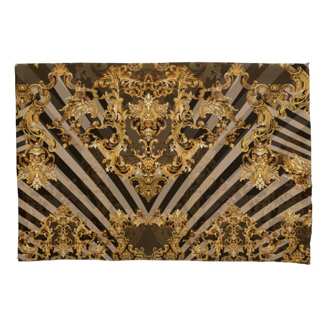 Golden baroque: geometric pattern design pillowcase (Front)
