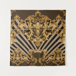Golden baroque: geometric pattern design tapestry