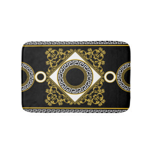 Golden Baroque: Greek Black Border Bath Mat