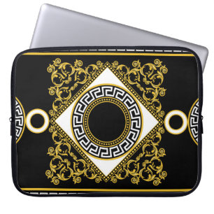 Golden Baroque: Greek Black Border Laptop Sleeve