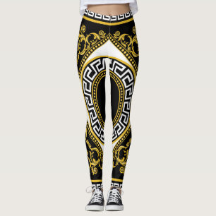 Golden Baroque: Greek Black Border Leggings