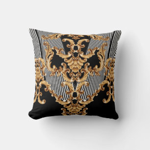 Golden baroque, intricate ornament design. cushion