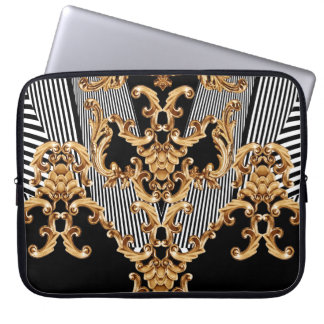 Golden baroque, intricate ornament design. laptop sleeve