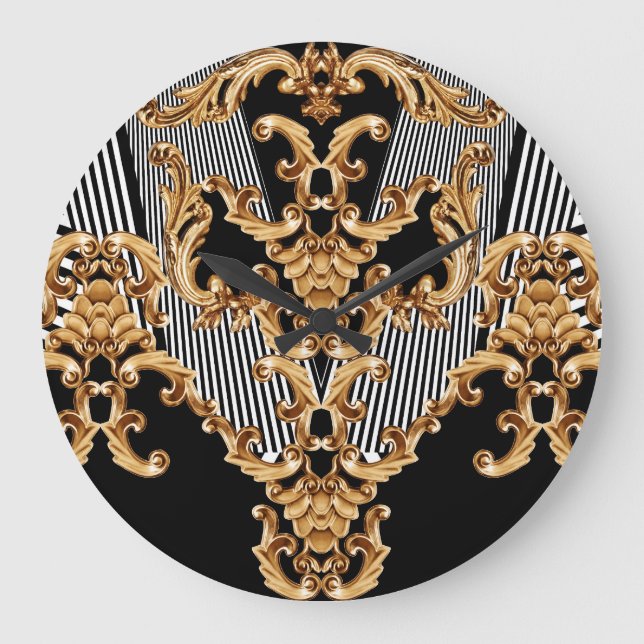 Golden baroque, intricate ornament design. large clock (Front)