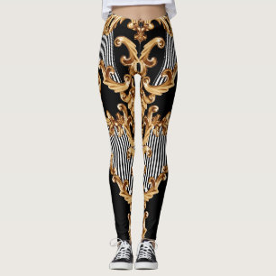 Golden baroque, intricate ornament design. leggings