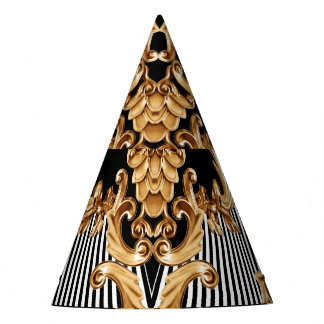 Golden baroque, intricate ornament design. party hat