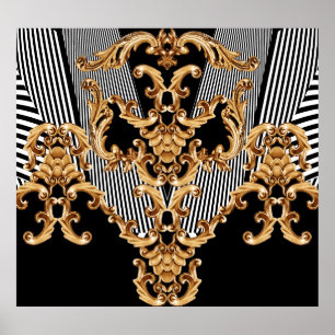 Golden baroque, intricate ornament design. poster