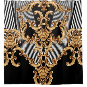Golden baroque, intricate ornament design. shower curtain