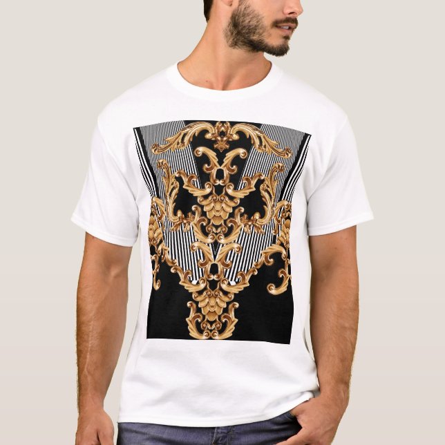 Golden baroque, intricate ornament design. T-Shirt (Front)