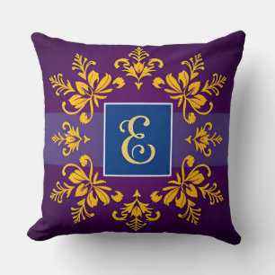 Golden Baroque Letter E Classic Monogram Style ✨ Cushion