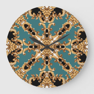 Golden baroque, luxurious ornament design. large clock