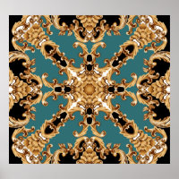 Golden baroque, luxurious ornament design.