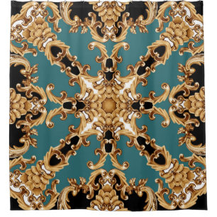 Golden baroque, luxurious ornament design. shower curtain