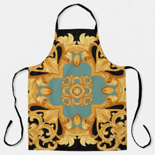 Golden Baroque Ornament 3D Elements Apron