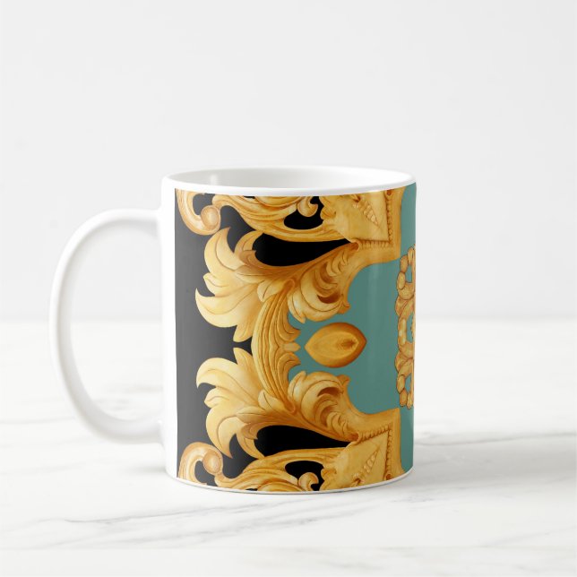 Golden Baroque Ornament 3D Elements Coffee Mug (Left)