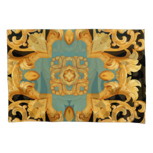 Golden Baroque Ornament 3D Elements Pillowcase