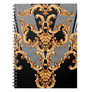 Golden baroque ornament notebook