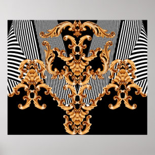 Golden baroque ornament poster