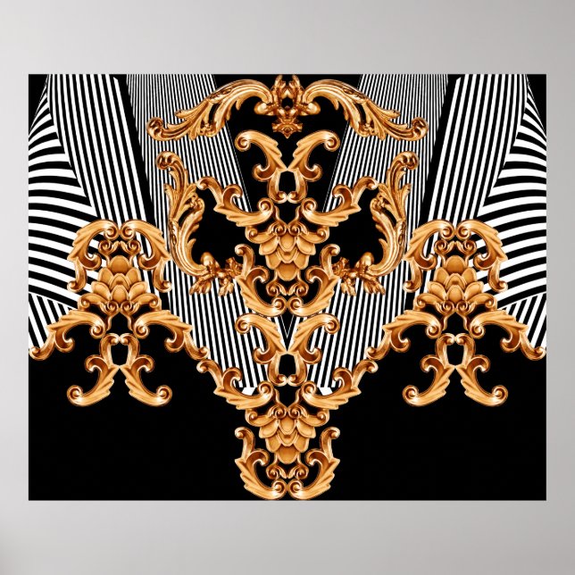 Golden baroque ornament poster (Front)