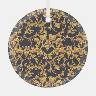 Golden Baroque, Scroll Leaves Pattern. Glass Tree Decoration