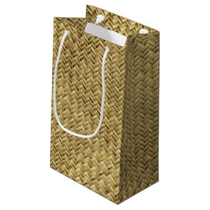 Golden Basket Weave Design Small Gift Bag