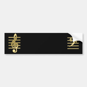 Golden bass and treble clefs bumper sticker