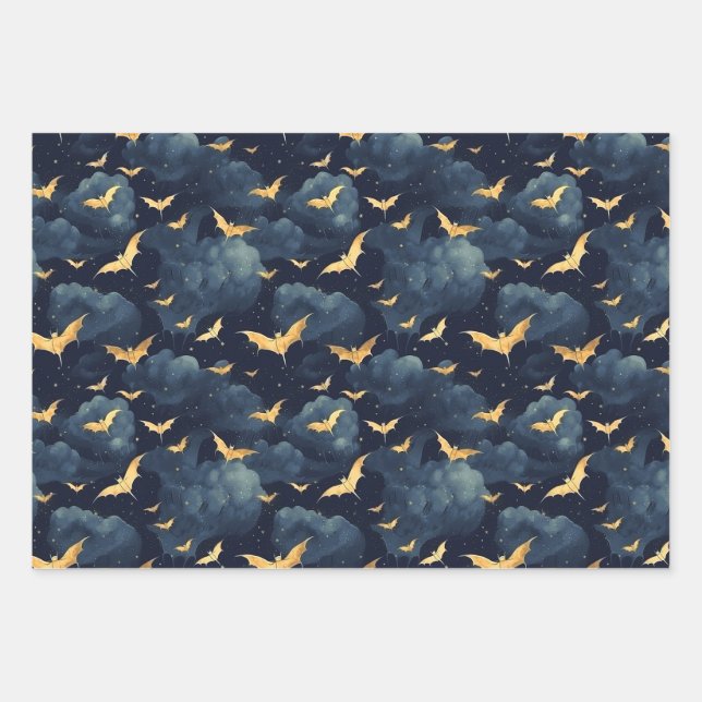 Golden bats wrapping paper sheet (Front)