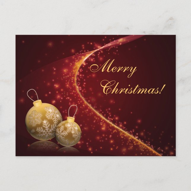 Golden Baubles Christmas Holiday Postcard (Front)