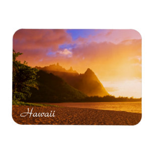 Golden beach sunset, Hawaii Magnet