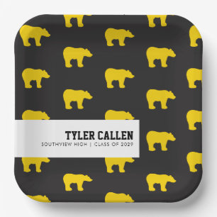 Golden Bear Graduation Party Paper Plate