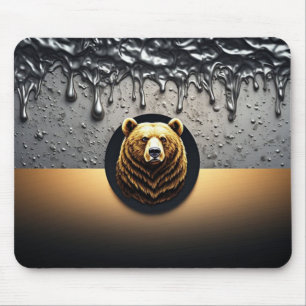 Golden Bear Head With Dripping Metal 🐻 Mouse Pad